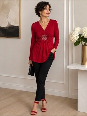 🔥 Ruby Rockstar Ruched Top ✨ (V-Neck • Long Sleeve) Bundle & Save ✨ Bundle & 💸